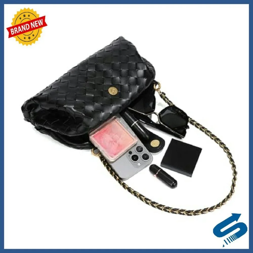 Handwoven PU Leather Crossbody Shoulder Bag Satchel Purse
